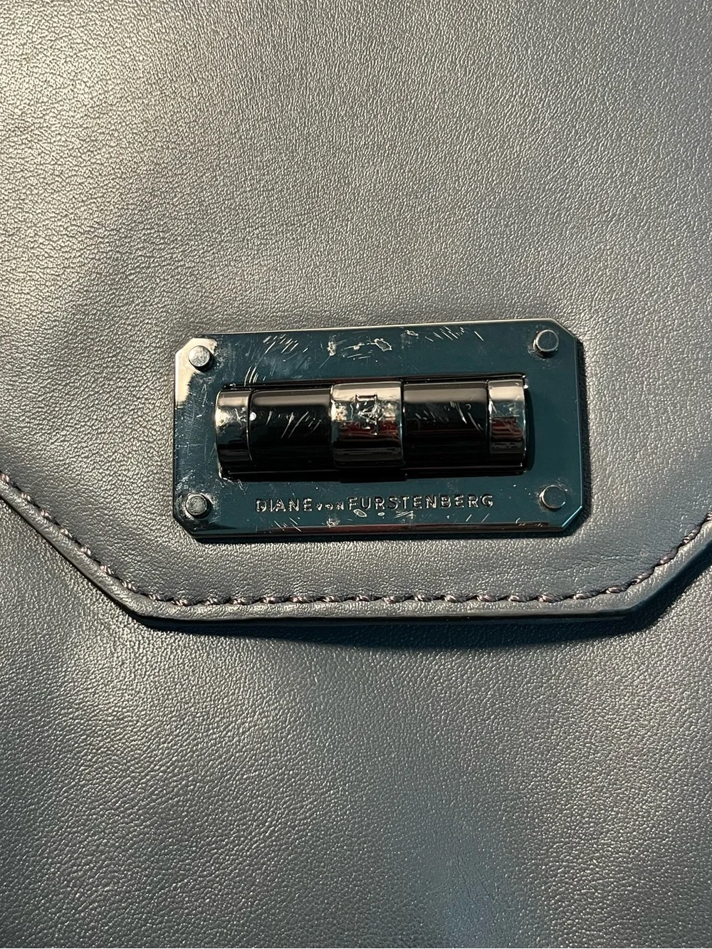 Diane Von Furstenberg Envelope Leather Clutch Wallet Black Evening Bag
